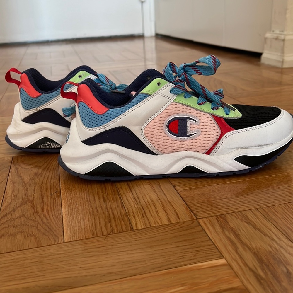 Champion Women's 7W 93 Eighteen SP Block Black White Pink Green Blue Sneaker